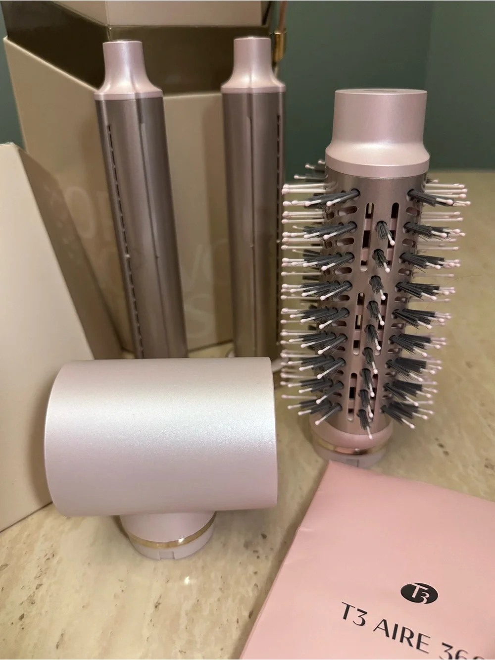T3 Aire 360 Multi-Styler Blowout System Kit w/ Ceramic Curling Attachments Pink